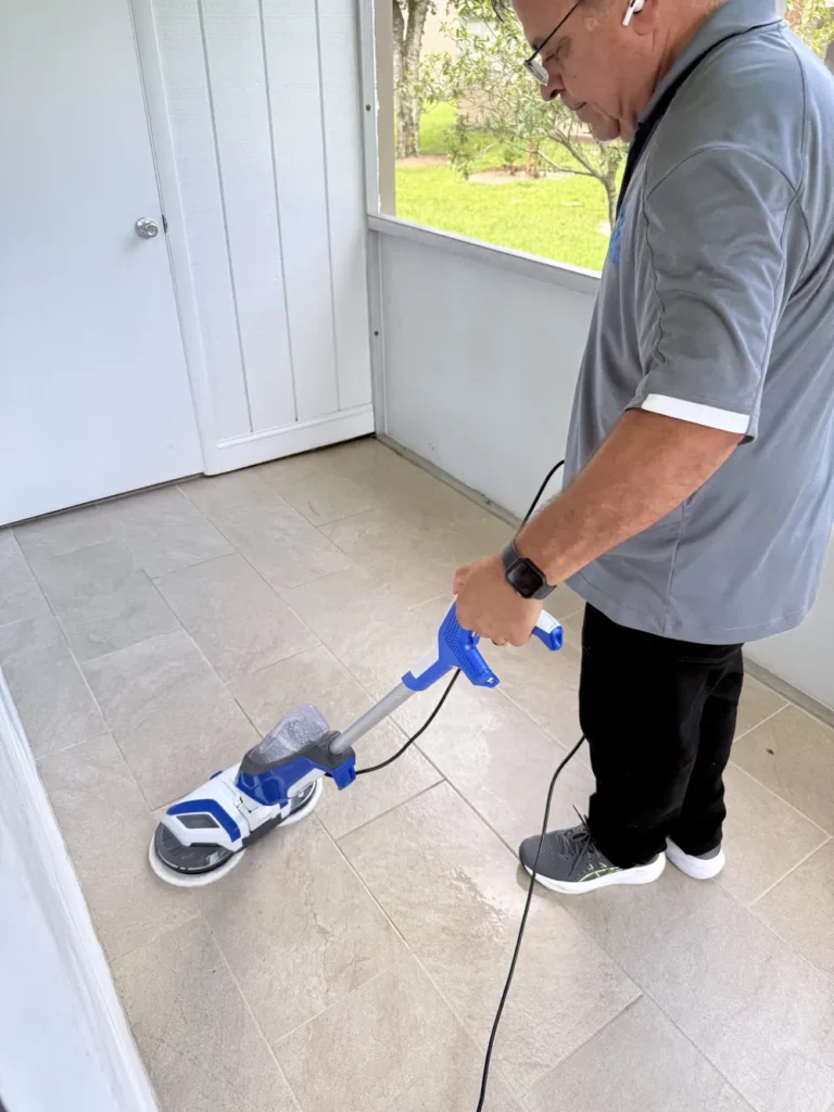 Floor steam cleaning in a South Florida home