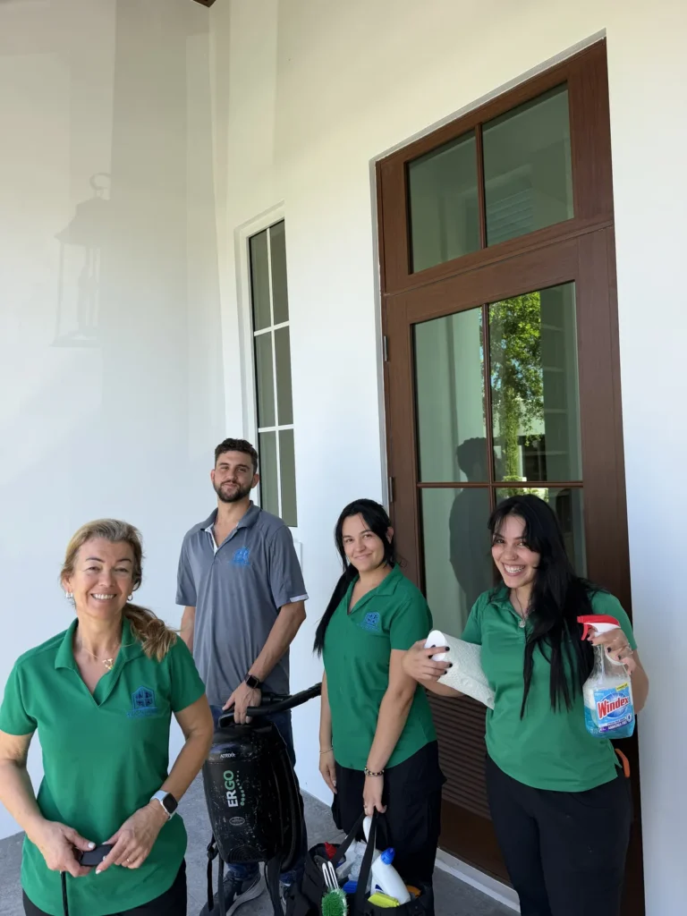 Professional house cleaning team arriving at a South Florida home